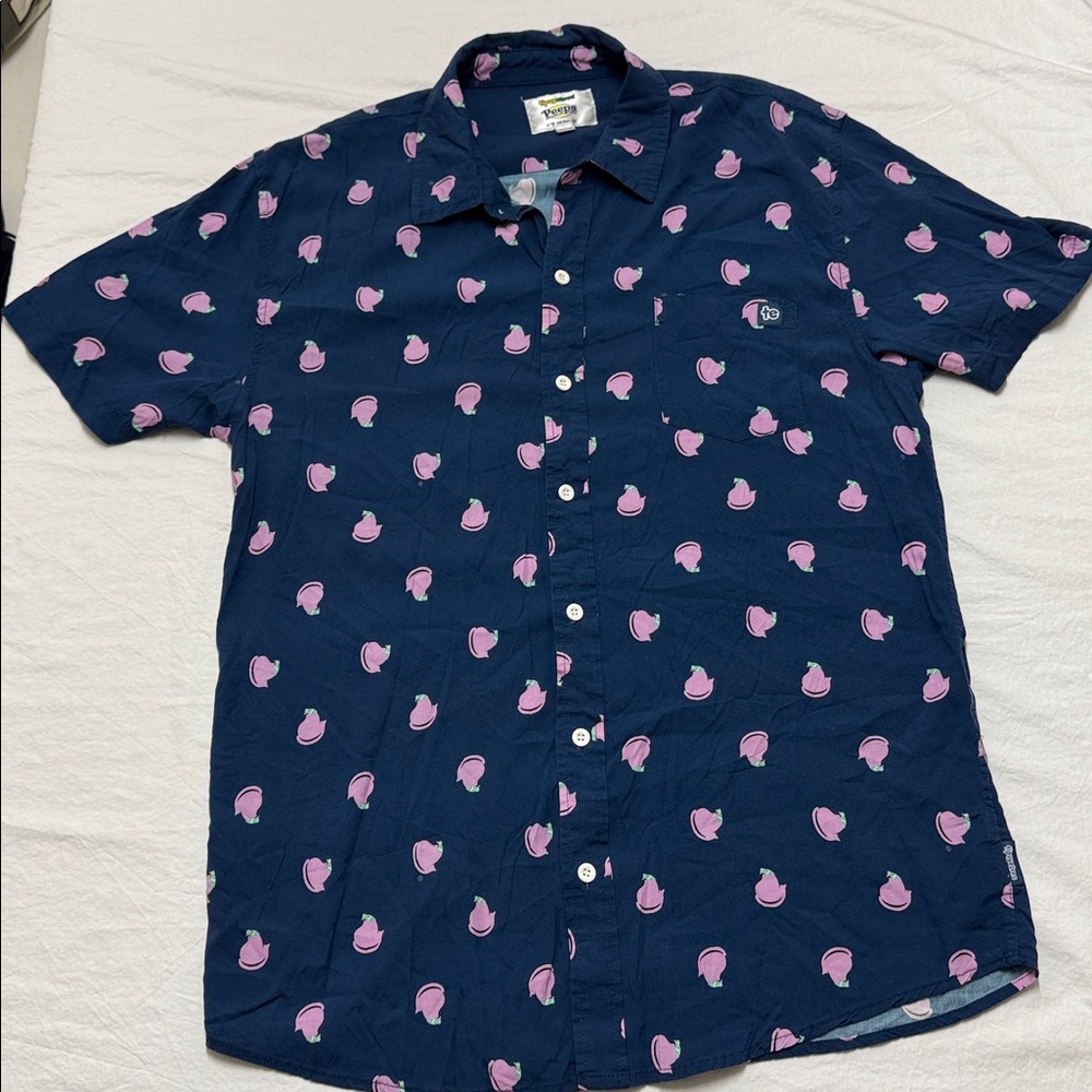 Tipsy Elves‎ Peeps Navy Button Up Short Sleeve Shirt